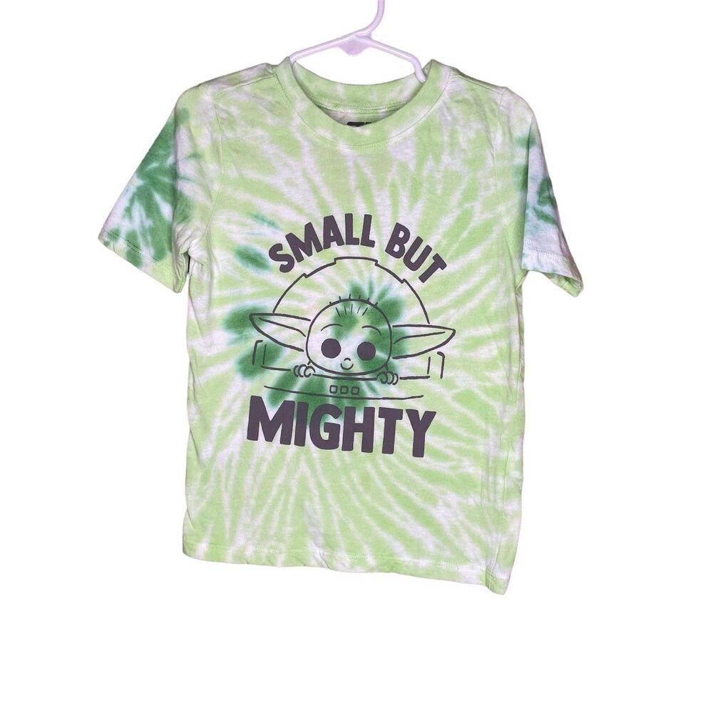 Baby Yoda Grogu Shirt Green Tie Dye Short Sleeve Small but Mighty Star Wars 4T